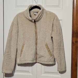 Ladies North Face Small Tan Sherpa Zip Up Coat.